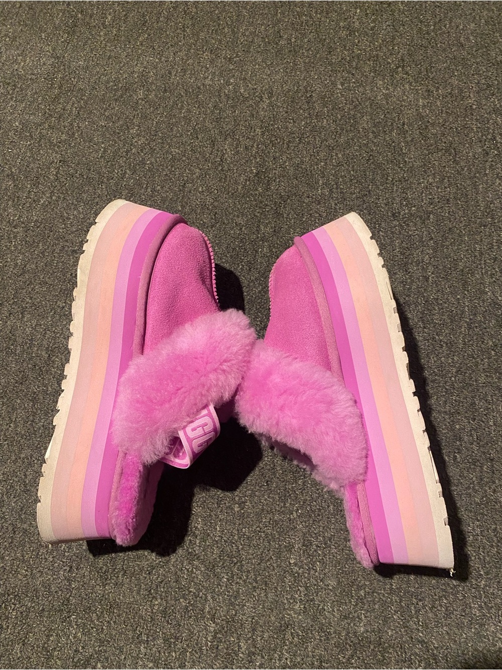 UGG Pink Shearling Slingback Platform Mules - Picture 5 of 6